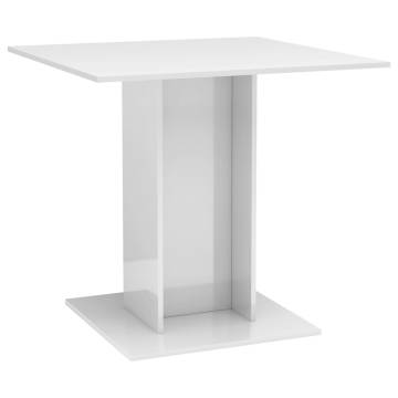 Dining Table High Gloss White 80x80x75 cm Engineered Wood