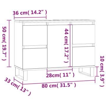 Bathroom Cabinet High Gloss White 80x33x60 cm Engineered Wood