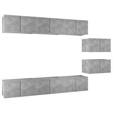 TV Cabinets 8 pcs Concrete Grey Engineered Wood