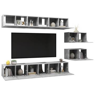 TV Cabinets 8 pcs Concrete Grey Engineered Wood