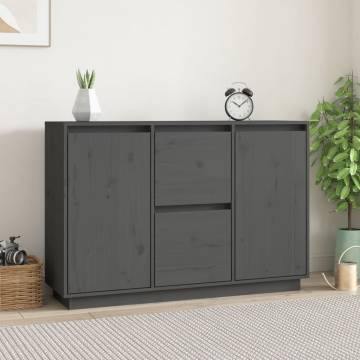 Sideboard Grey 111x34x75 cm Solid Wood Pine