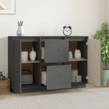 Sideboard Grey 111x34x75 cm Solid Wood Pine