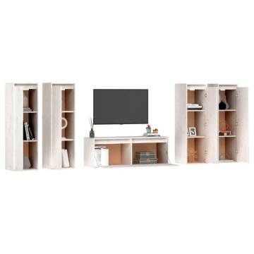 TV Cabinets 5 pcs White Solid Wood Pine