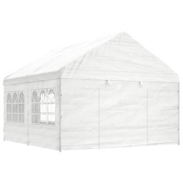 Gazebo with Roof White 4.46x4.08x3.22 m Polyethylene