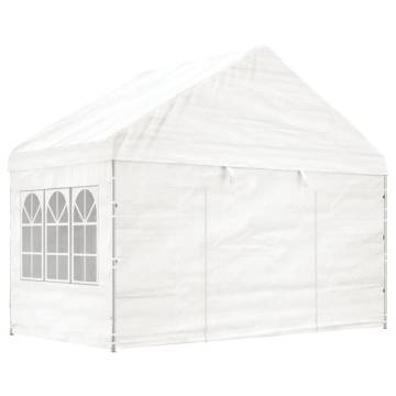 Gazebo with Roof White 4.46x4.08x3.22 m Polyethylene