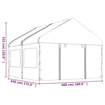 Gazebo with Roof White 4.46x4.08x3.22 m Polyethylene