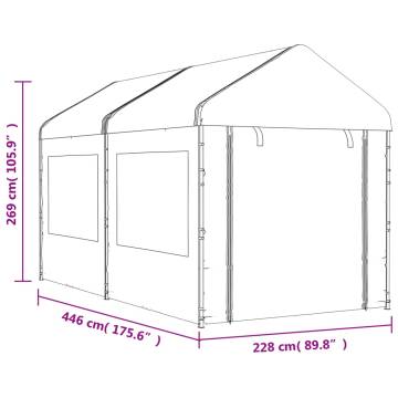 Gazebo with Roof White 4.46x2.28x2.69 m Polyethylene