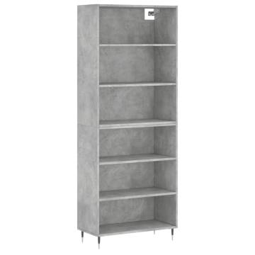 Highboard Concrete Grey 69.5x32.5x180 cm Engineered Wood