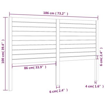 Bed Headboard White 186x4x100 cm Solid Wood Pine