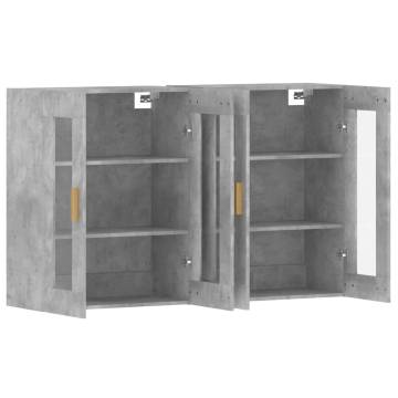 Wall Mounted Cabinets 2 pcs Concrete Grey Engineered Wood