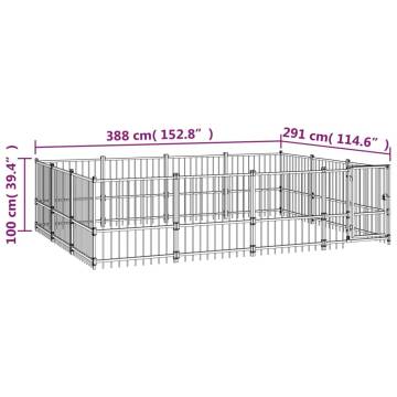 Outdoor Dog Kennel Steel 11.58 m²