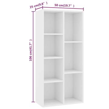 Book Cabinet White 50x25x106 cm Engineered Wood