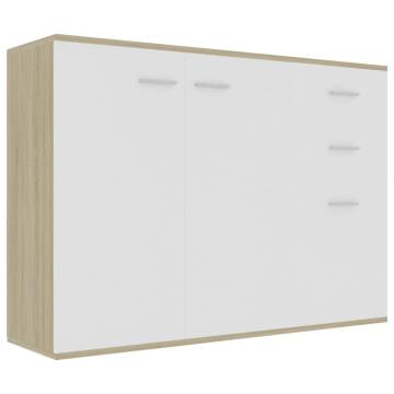 Sideboard White and Sonoma Oak 105x30x75 cm Engineered Wood