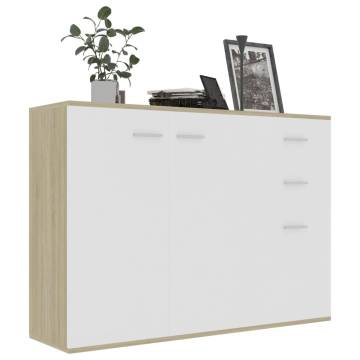 Sideboard White and Sonoma Oak 105x30x75 cm Engineered Wood