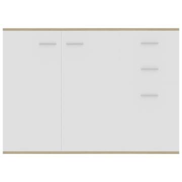 Sideboard White and Sonoma Oak 105x30x75 cm Engineered Wood