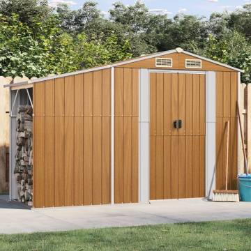 Garden Shed Brown 277x93x179 cm Galvanised Steel