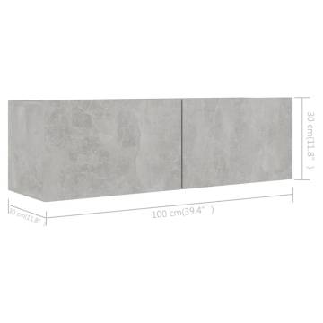 TV Cabinets 4 pcs Concrete Grey 100x30x30 cm Engineered Wood