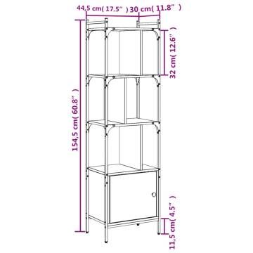 Bookcase with Door Smoked Oak 44.5x30x154.5 cm Engineered Wood