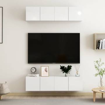 TV Cabinets 4 pcs High Gloss White 60x30x30 cm Engineered Wood