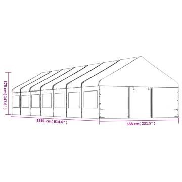 Gazebo with Roof White 15.61x5.88x3.75 m Polyethylene