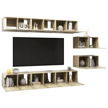 TV Cabinets 8 pcs Sonoma Oak Engineered Wood