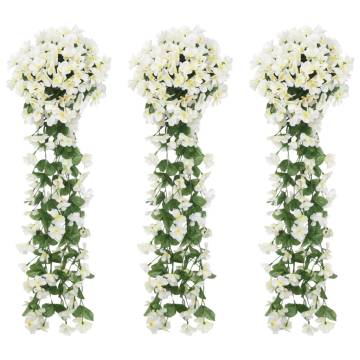 Artificial Flower Garlands 3 pcs White 85 cm