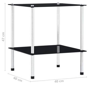 2-Tier Shelf Black 40x40x47 cm Tempered Glass