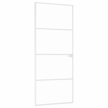 Interior Door White 83x201.5 cm Tempered Glass&Aluminium Slim