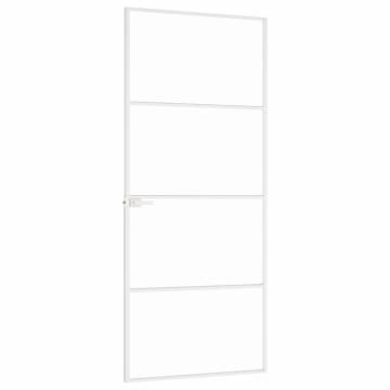 Interior Door White 83x201.5 cm Tempered Glass&Aluminium Slim