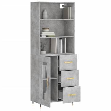 Highboard Concrete Grey 69.5x34x180 cm Engineered Wood