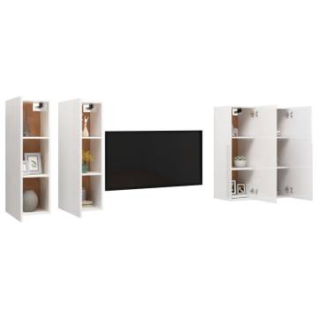 TV Cabinets 4 pcs High Gloss White 30.5x30x90 cm Engineered Wood