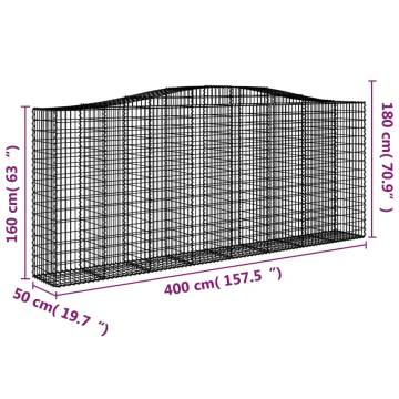 Arched Gabion Basket 400x50x160/180 cm Galvanised Iron