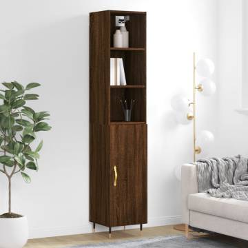 Highboard Brown Oak 34.5x34x180 cm Engineered Wood