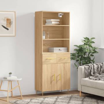 Highboard Sonoma Oak 69.5x34x180 cm Engineered Wood