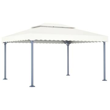 Gazebo with LED String Lights 400x300 cm Cream Aluminium