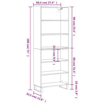 Highboard Concrete Grey 69.5x32.5x180 cm Engineered Wood