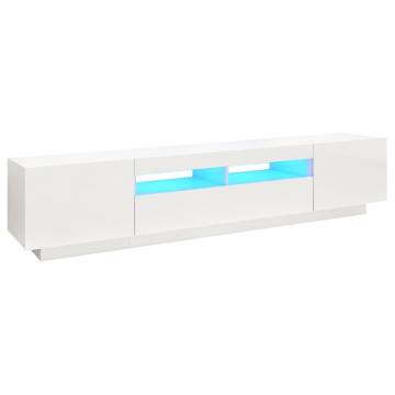 TV Cabinet with LED Lights High Gloss White 200x35x40 cm