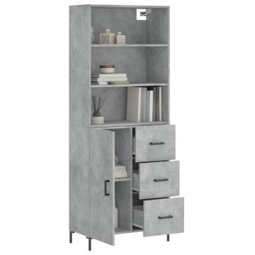 Highboard Concrete Grey 69.5x34x180 cm Engineered Wood