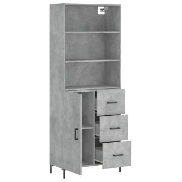 Highboard Concrete Grey 69.5x34x180 cm Engineered Wood