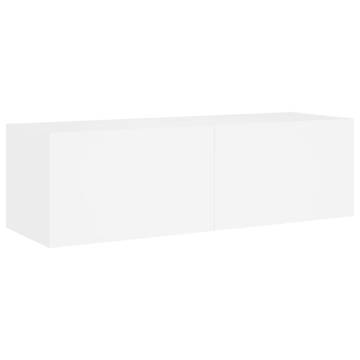 TV Wall Cabinet with LED Lights White 100x35x31 cm