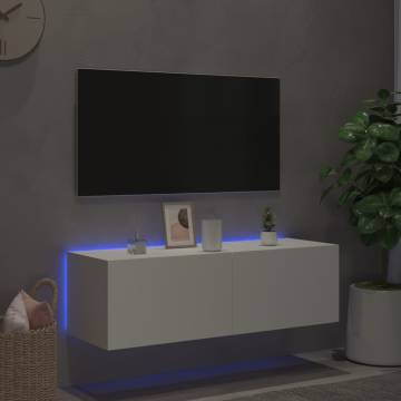 TV Wall Cabinet with LED Lights White 100x35x31 cm