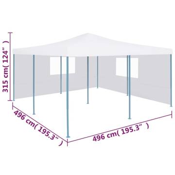 Folding Gazebo with 2 Sidewalls 5x5 m White