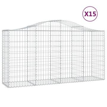 Arched Gabion Baskets 15 pcs 200x50x100/120 cm Galvanised Iron