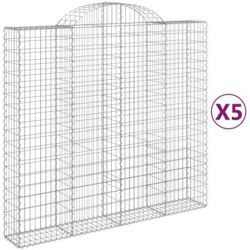 Arched Gabion Baskets 5 pcs 200x50x180/200 cm Galvanised Iron