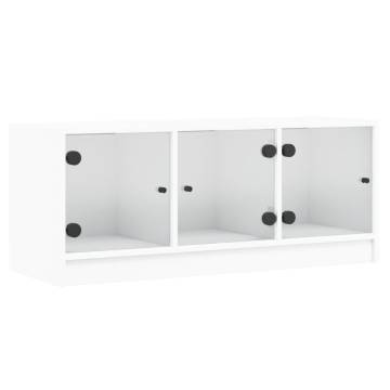 TV Cabinet with Glass Doors White 102x37x42 cm