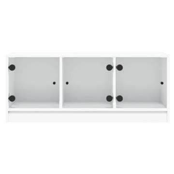 TV Cabinet with Glass Doors White 102x37x42 cm