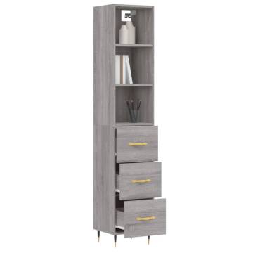 Highboard Grey Sonoma 34.5x34x180 cm Engineered Wood