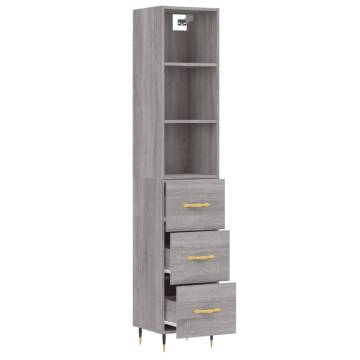 Highboard Grey Sonoma 34.5x34x180 cm Engineered Wood