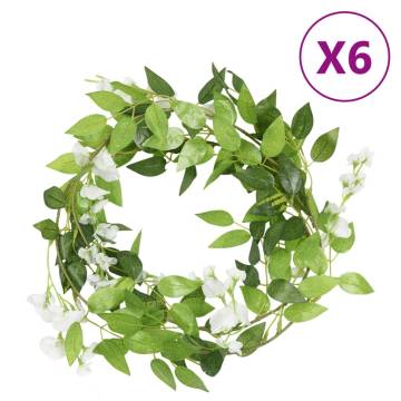 Artificial Flower Garlands 6 pcs White 200 cm