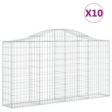 Arched Gabion Baskets 10 pcs 200x30x100/120 cm Galvanised Iron